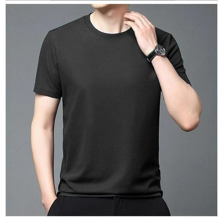 Polyester Stretchable Solid Half Sleeves Mens Round Neck T-Shirt Pack Of 4